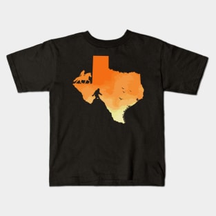 Texas Bigfoot Sunset Kids T-Shirt